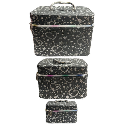 NOSTALGIC 2000’s BLACK 3 PCS CARRY ON MAKEUP BOX#FB07