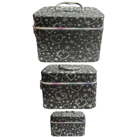 NOSTALGIC 2000’s BLACK 3 PCS CARRY ON MAKEUP BOX