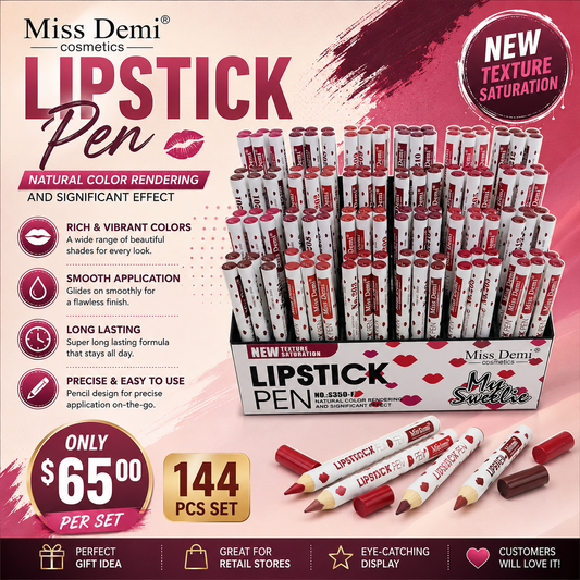 144PCS DISPLAY MISS DEMI KISSY LIPS MULTI USE EYE AND LIPSTICK S-350 -F