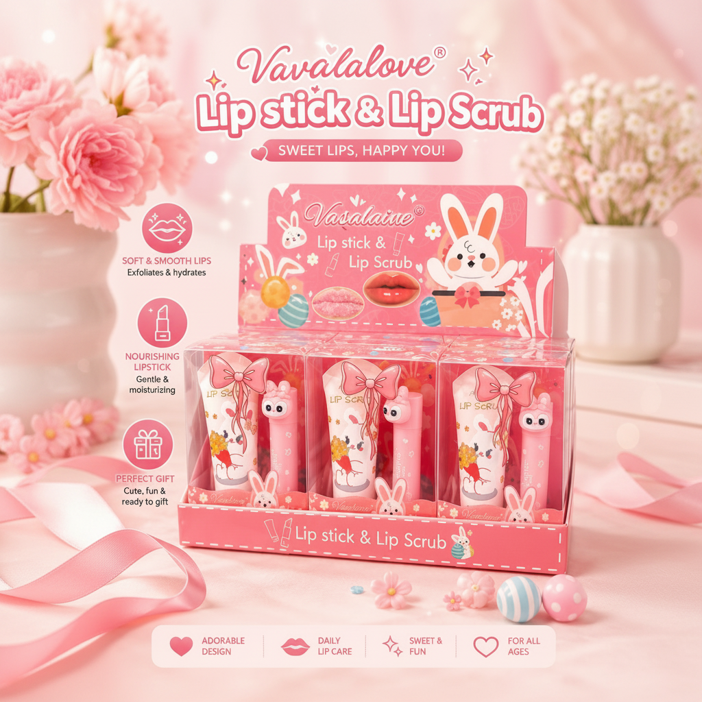 12PCS VASALAINE LIP STICK & LIP SCRUB 8342