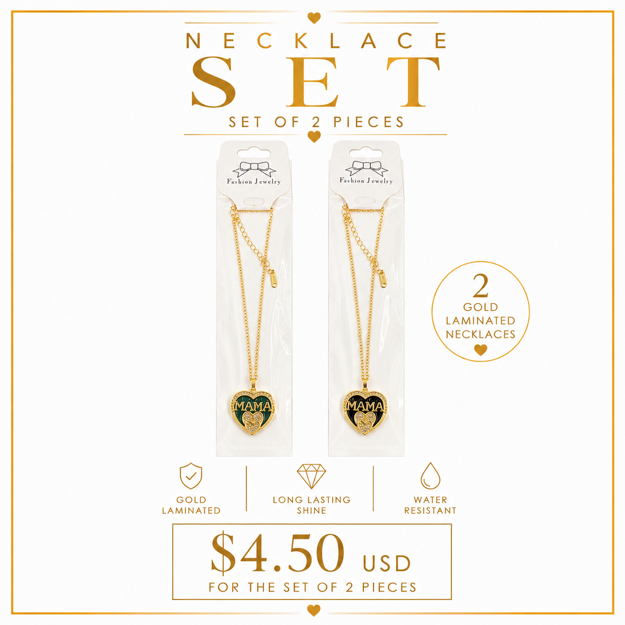 2PCS ORO LAMINADO MAMA NECKLACE