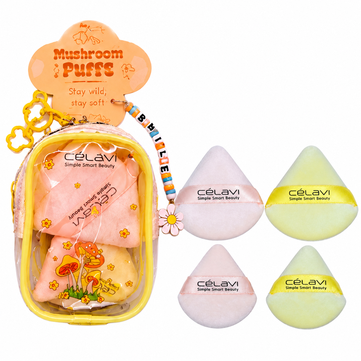 Celavi Make Up Puffs Mushroom With Mini Bag