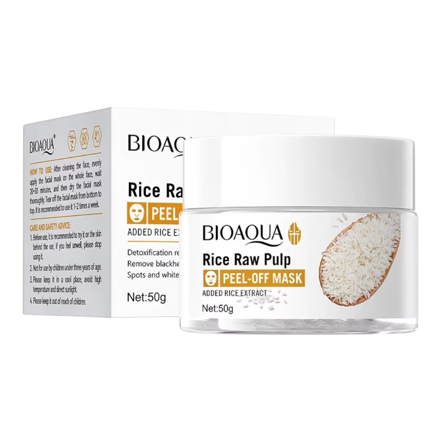 6PCS BIOAQUA RICE RAW PULP PEEL -OFF MASK BQY51872