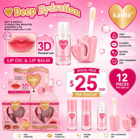 12PCS DISPLAY KARITE DEEP HYDRATION LIP OIL AND LIP BALM 71917-47B