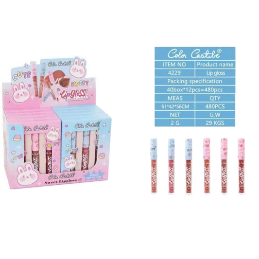 12PCS DISPLAY COLOR CASTILE LIP GLOSS SWEET COLOR 3PCS 4229