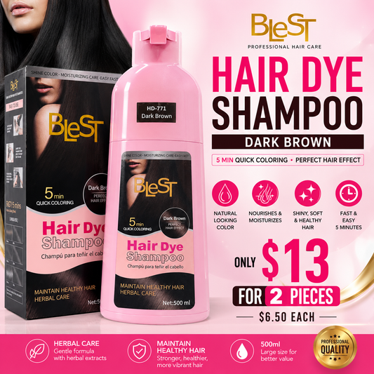 2PCS BLEST DARK BROWN HAIR DYE SHAMPOO HD-771