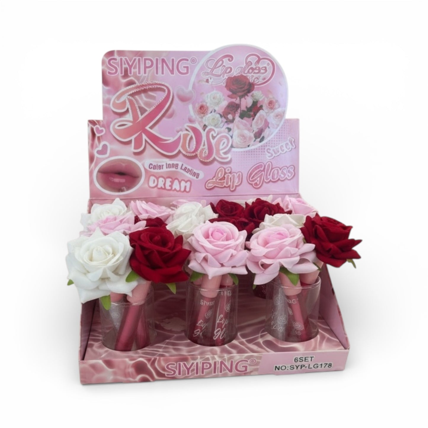 6PCS SET SIYIPING ROSE COLOR LONG LASTING LIP GLOSS SYP-LG178
