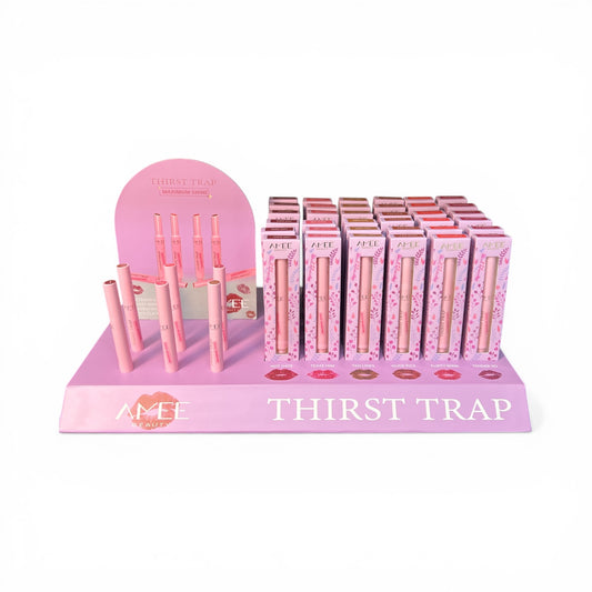 36PCS + 6 FREE TESTER DISPLAY AMEE BEAUTY THIRST TRAP MAXIMUM SHINE GLOSS