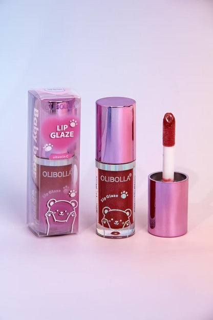 OLIBOLLA SHINY CRYSTAL BEAR GLITTER LIP GLAZE 24PCS DISPLAY LA-L218
