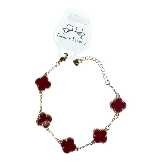 3PCS STAINLESS STEEL BRACELET WITH RED CLOVER