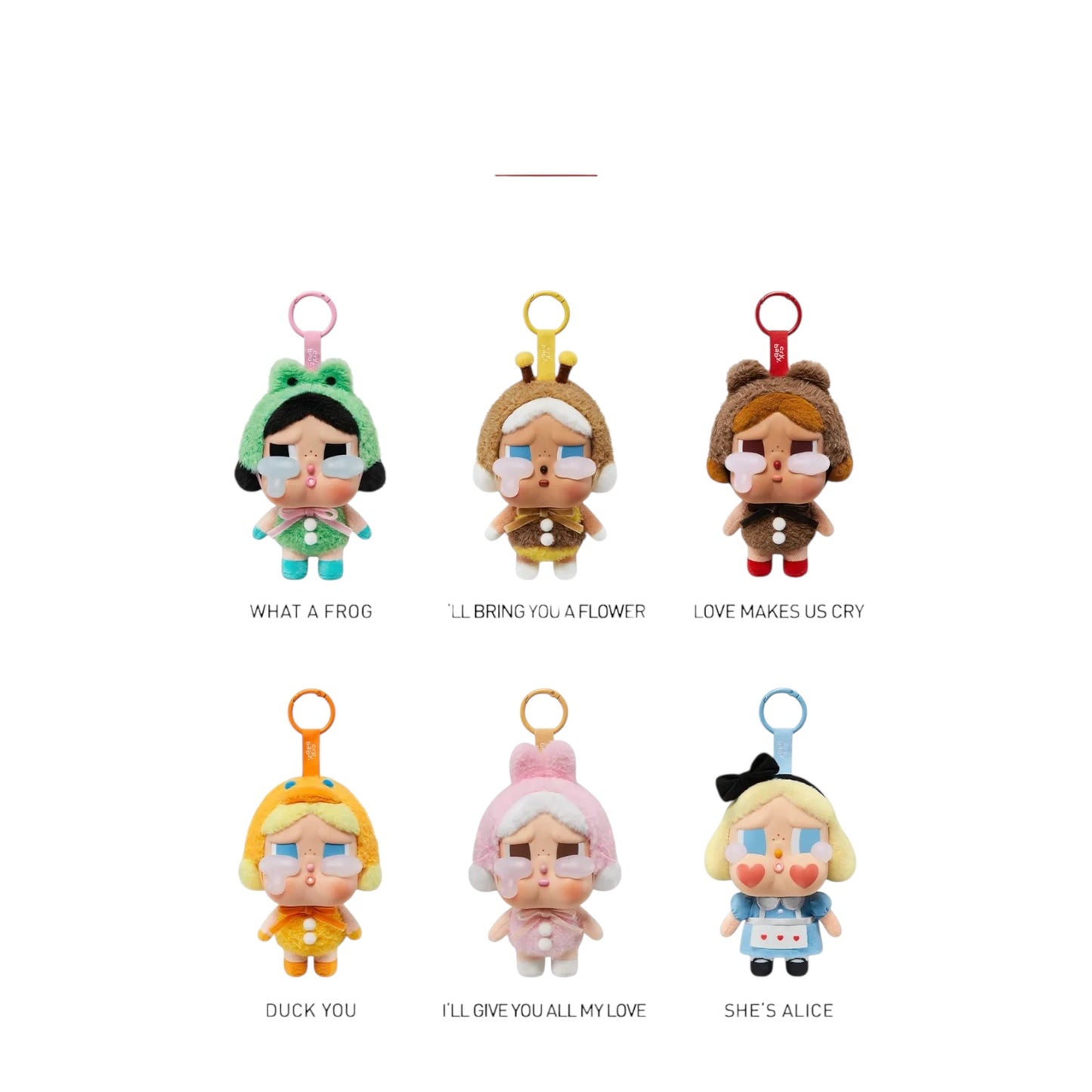6PCS DISPLAY CRYING AGAIN PLUSH KEYCHAINS