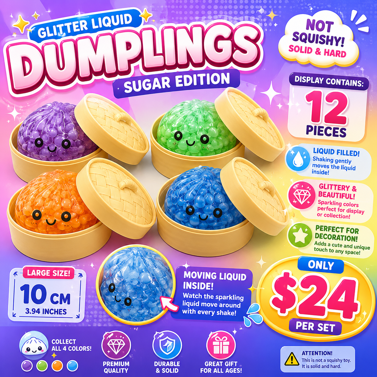 12PCS DISPLAY MYSTERY CRYSTAL WATER HARD SENSORY DUMPLING