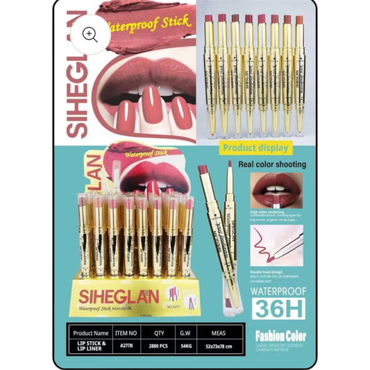 48PCS DISPLAY SIHEGLAN 2IN1 LIPSTICK & LIP LINER A277