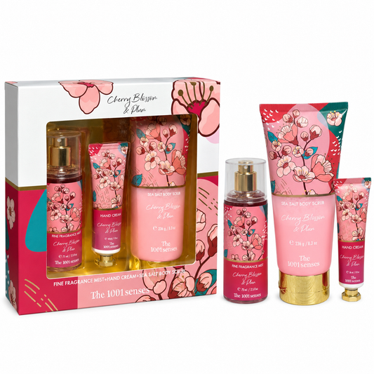 Set de regalo de cuidado personal de 3 piezas de flor de cerezo y ciruela