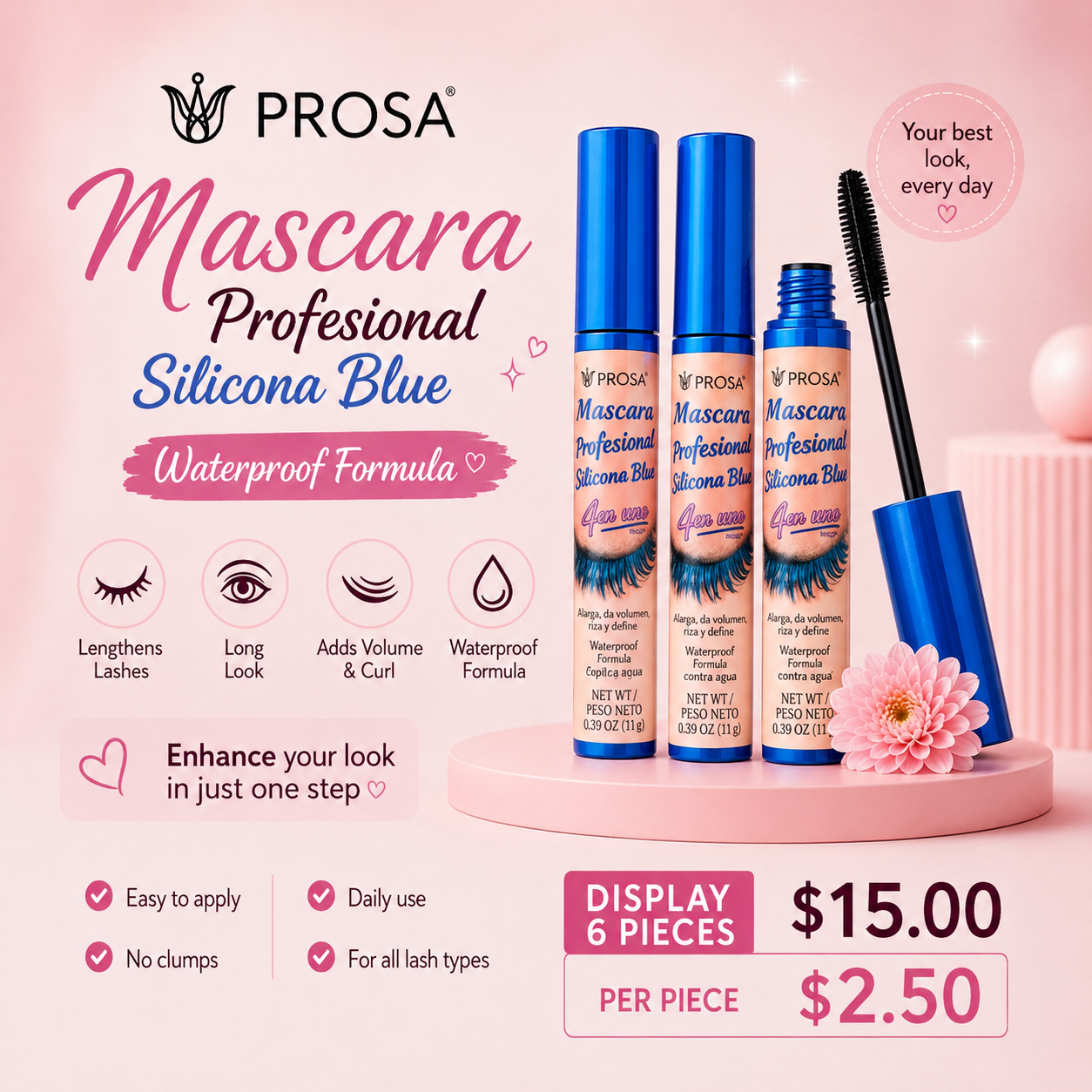 6PCS PROSA PROFESSIONAL SILICONE BLUE 1860