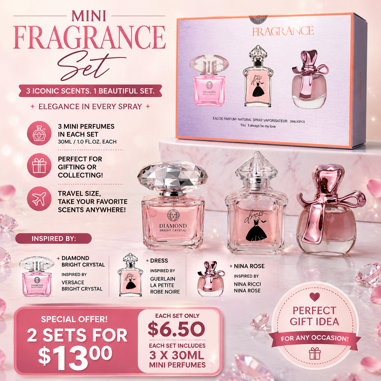 2PCS WOMEN LUXURY FRAGRANCE 3PCS SET 6219