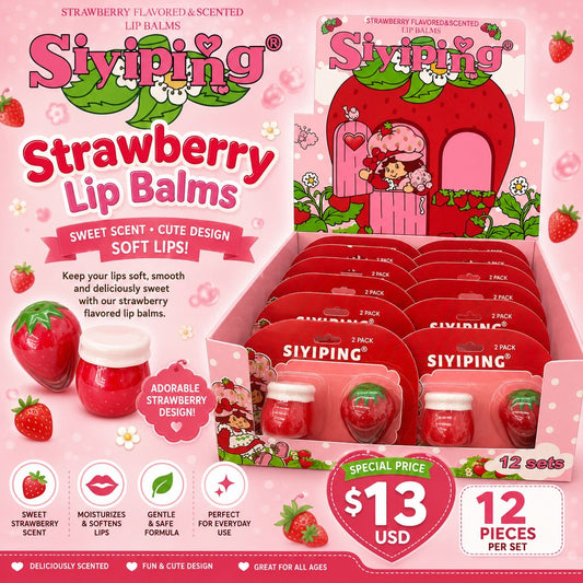12PCS DISPLAY SIYIPING STRAWBERRY GIRL  LIP SET SYP-LG061