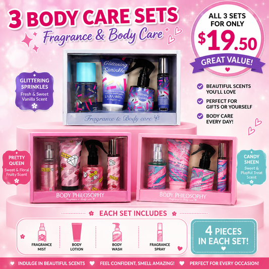 3PCS PAMPER ME FRAGRANCE 4PCS SET 1 OF EACH COLOR