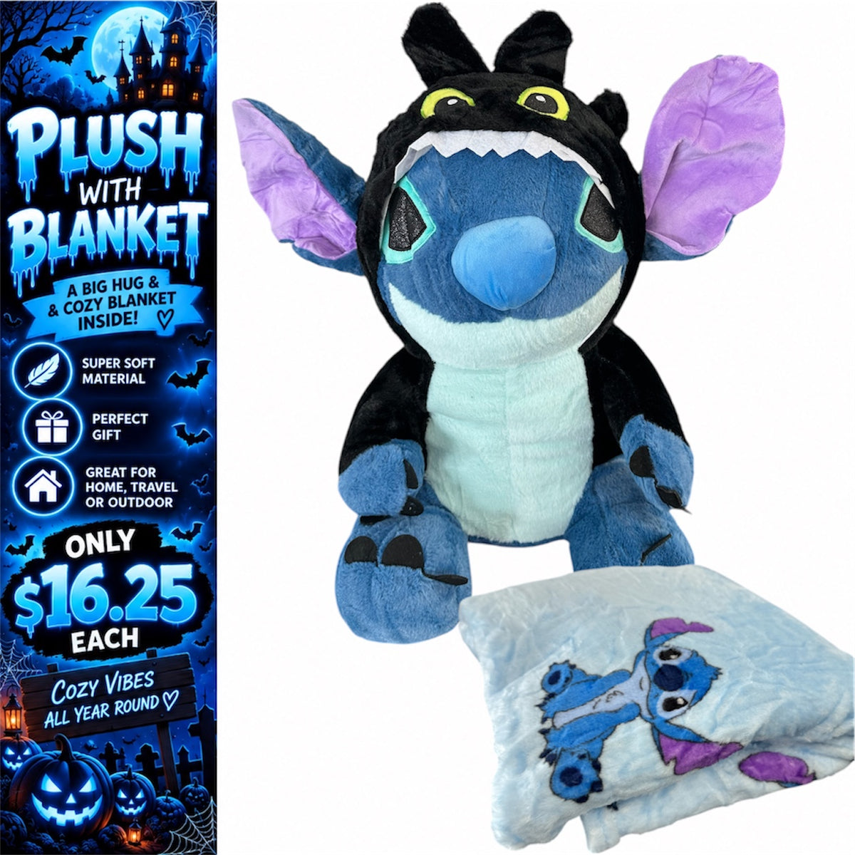 1PCS BLUE GUY PLUSH + BLANKET P2