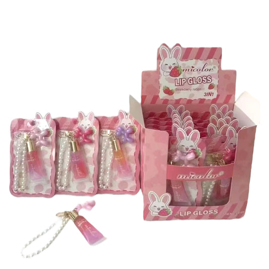 12PCS DISPLAY MICOLOR STRAWBERRY RABBIT LIP GLOSS L5169