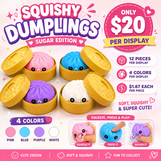12PCS DISPLAY MYSTERY BUBBLE POP OUT DUMPLING