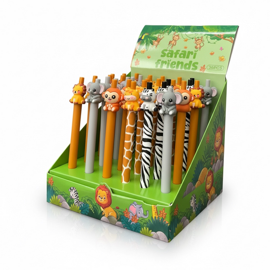 36PCS DISPLAY ANIMAL PENS SAFARI FRIENDS 0108