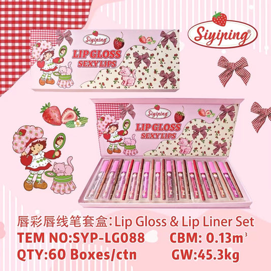 2PCS SIYIPING PINK LIPGLOSS + LIPLINER SET SYP-LG088