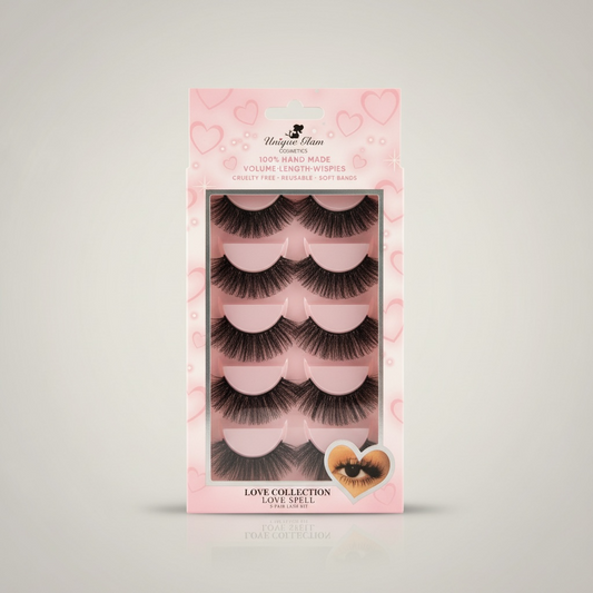 3PCS UNIQUE GLAM COSMETICS LOVE SPELL LOVE COLLECTION 5 PAIR LASHES
