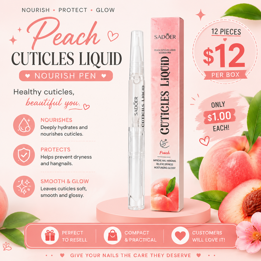 12PCS PACK SADOER PEACH CUTICLE LIQUID NOURISH PEN SD8689