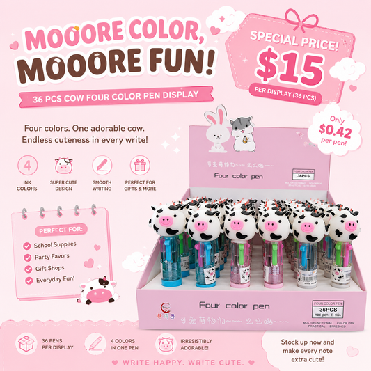 36PCS DISPLAY MULTICOLOR COW PENS