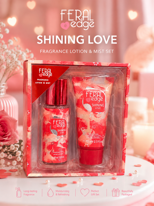 2 PCS RED FERAL EDGE FRAGRANCE LOTION & MIST SHINNING LOVE FEF-004S