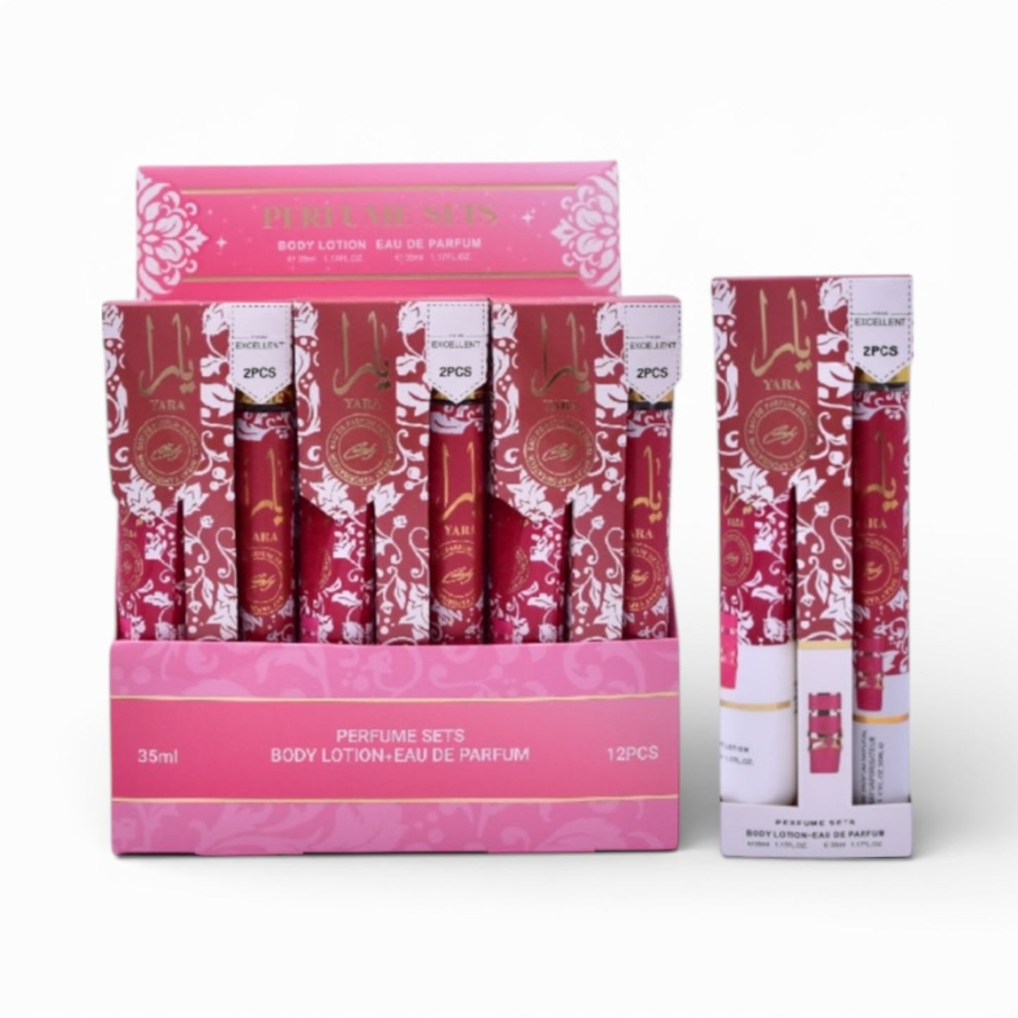12PCS DISPLAY HOT PINK PERFUME & BODY LOTION SET T35-3