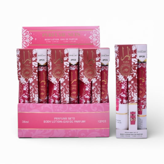 12PCS DISPLAY HOT PINK PERFUME & BODY LOTION SET T35-3