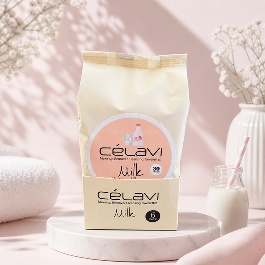 6PCS DISPLAY CELAVI MILK MAKE-UP REMOVER CLEANSING TOWELETTES MT008