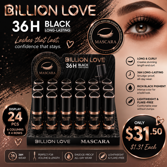 24PCS DISPLAY BILLION LOVE DARK LIGHT & CURLY MASCARA B20041