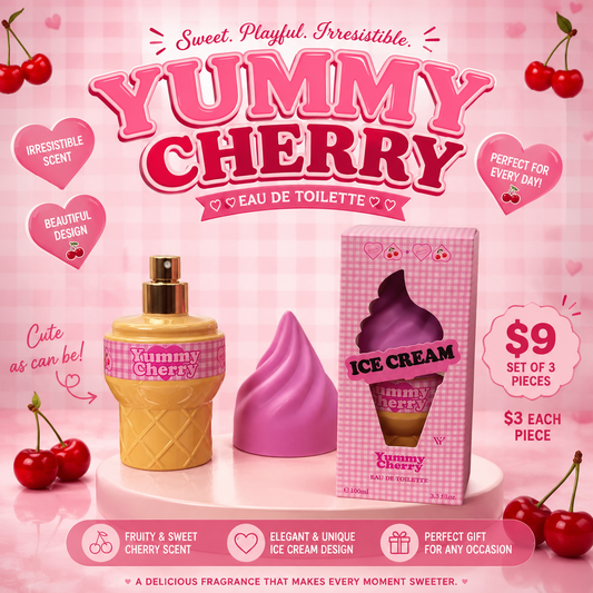 3PCS SET SCENTED ICE CREAM SHAPE PERFUME YUMMY CHERRY IC102