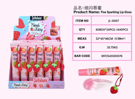 24PCS DISPLAY JOLLYLADY STRAWBERRY FRUIT LIP OIL JL-007