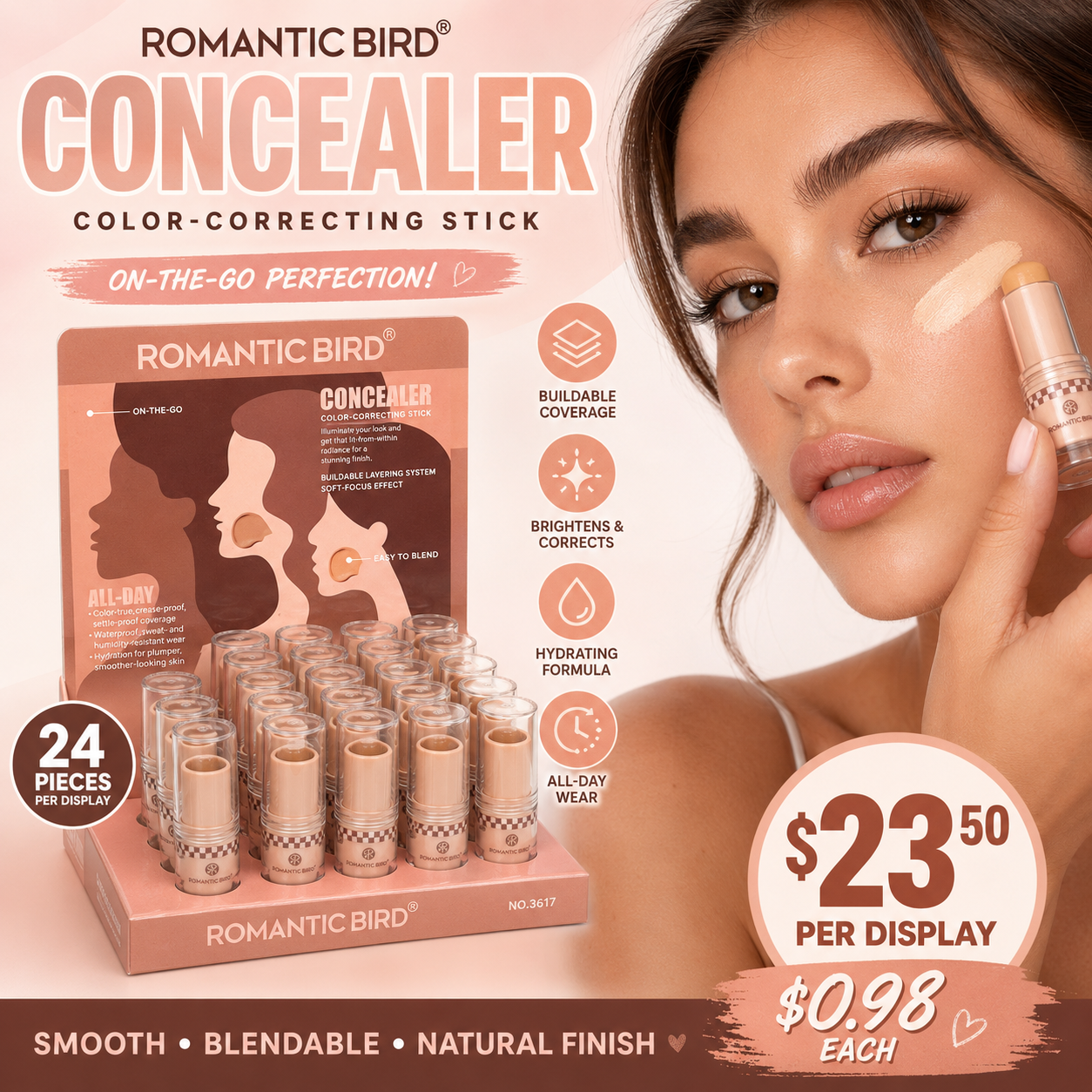 24PCS ROMANTIC BIRD CONCEALER CORRECTING STICK 3617