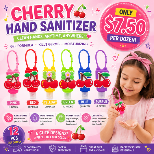 12PCS PACK COLORED CHERRIES HAND SANITIZERS  ANV-1486
