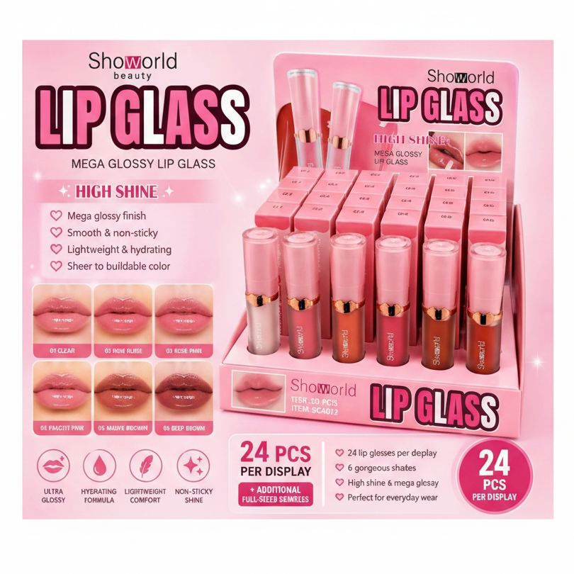 24PC DISPLAY SHOW WORLD BEAUTY LIP GLASS SC4012