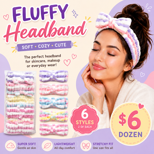 12PCS PACK FLUFFY TRIO COLOR HEADBAND MHB6