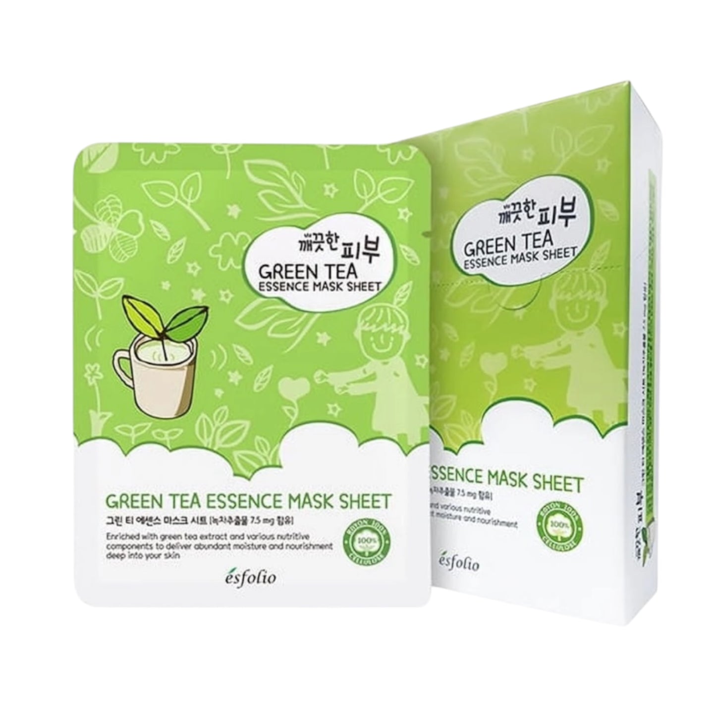 10PCS BOX ESFOLIO GREEN TEA ESSENCE MASK SHEET 3250