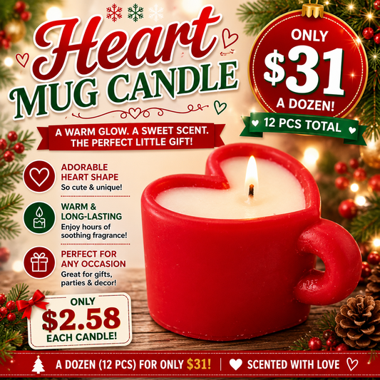 12PCS PACK HEARTED MUG CANDLE SS41106-31