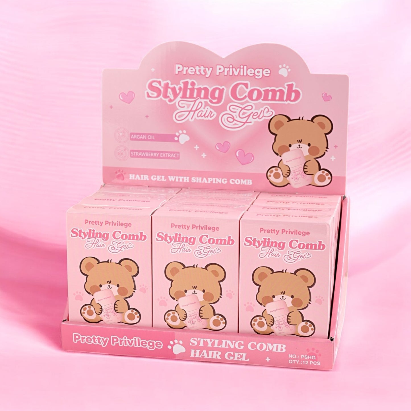 12PCS DISPLAY PRETTY PRIVILEGE STYLING COMB HAIR GEL PSHG