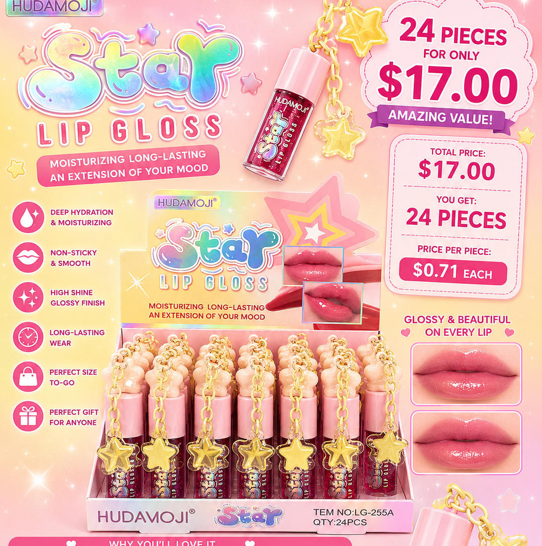 24PC DISPLAY HUDA BEAUTY STAR LIP GLOSS LG-255A