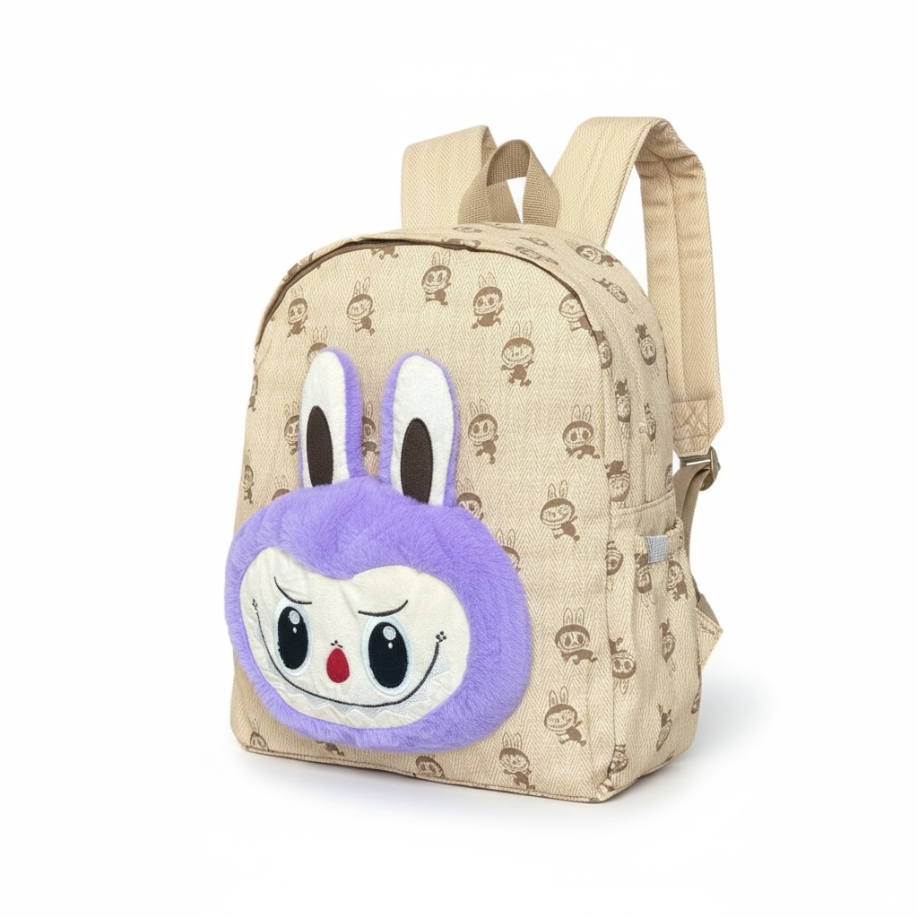 3PCS PACK BACKPACK BROWN WITH PURPLE