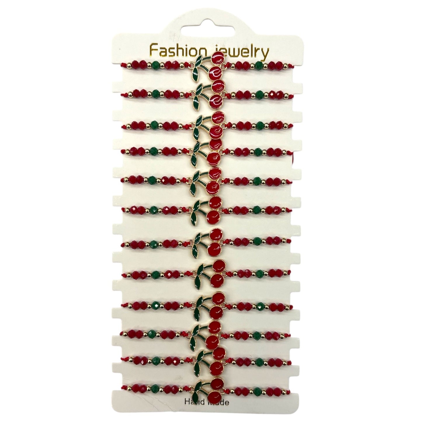 12PCS PACK CHEERY WITH BEADS STRING  BRACELET