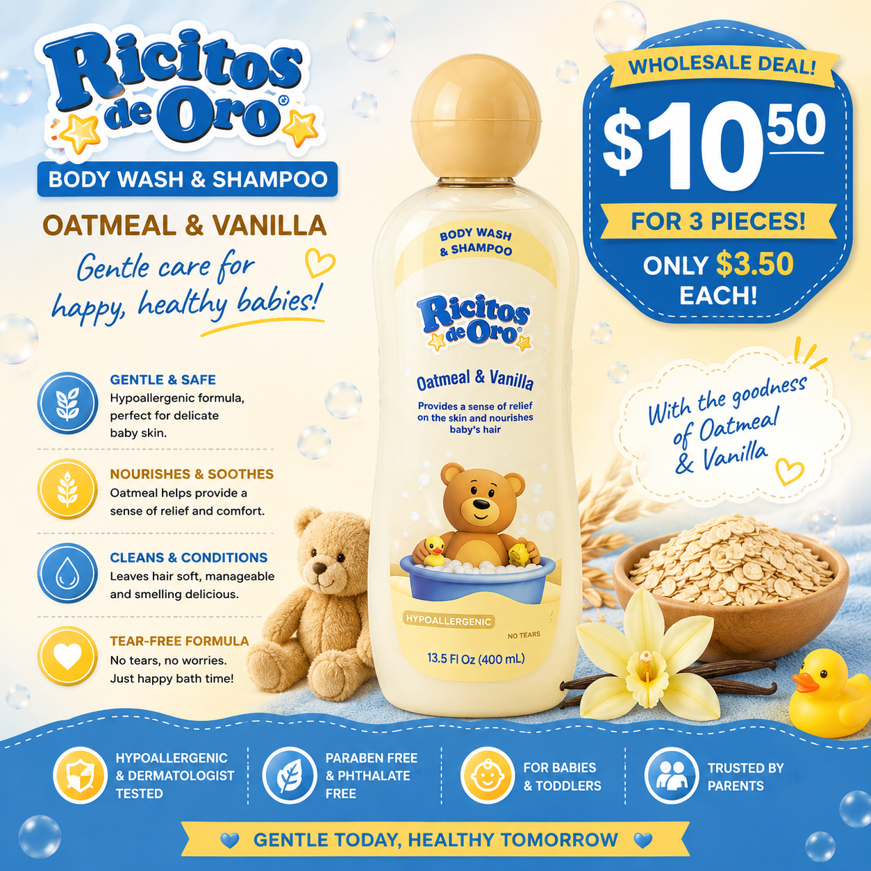 3PCS RICITOS DE ORO OATMEAL & VANILLA 1524
