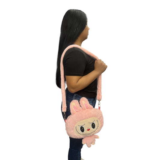 CUTE MONSTER PINK FUZZY PURSE WITH THEME SONG
