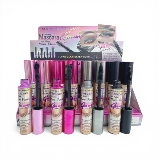 24PCS DISPLAY MEIKE GLAMOUR MÁSCARA 4 EN UNO MÁSCARA WITH NYLON MICRO FIBERS MK401